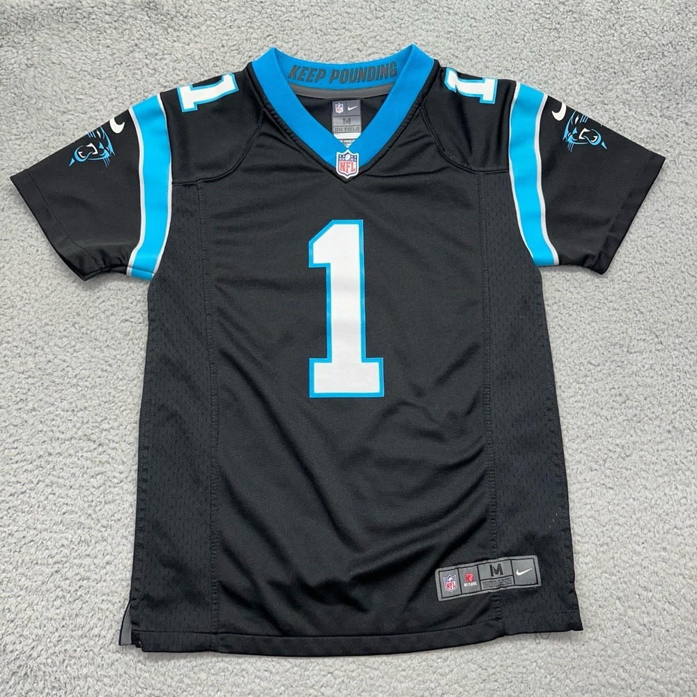 Nike Youth Medium 10-12 NFL Carolina Panthers Cam Newton Black Football Jersey‎
